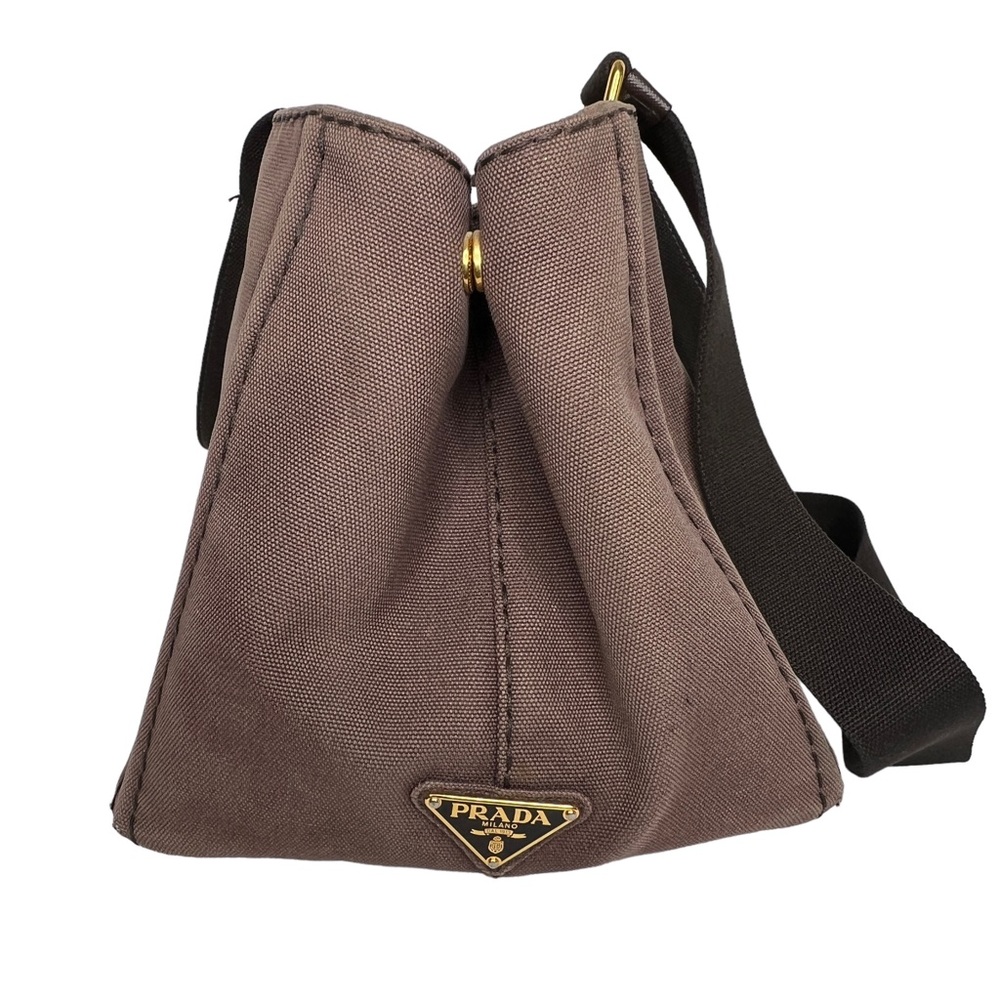 PRADA Canapa Brown Canvas Fabric Removable Crossbody Strap Tote Authentic Japan - Picture 5 of 16